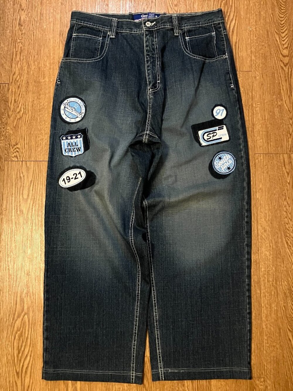 Vtg Southpole Multi Patch Baggy Wide Leg Jeans